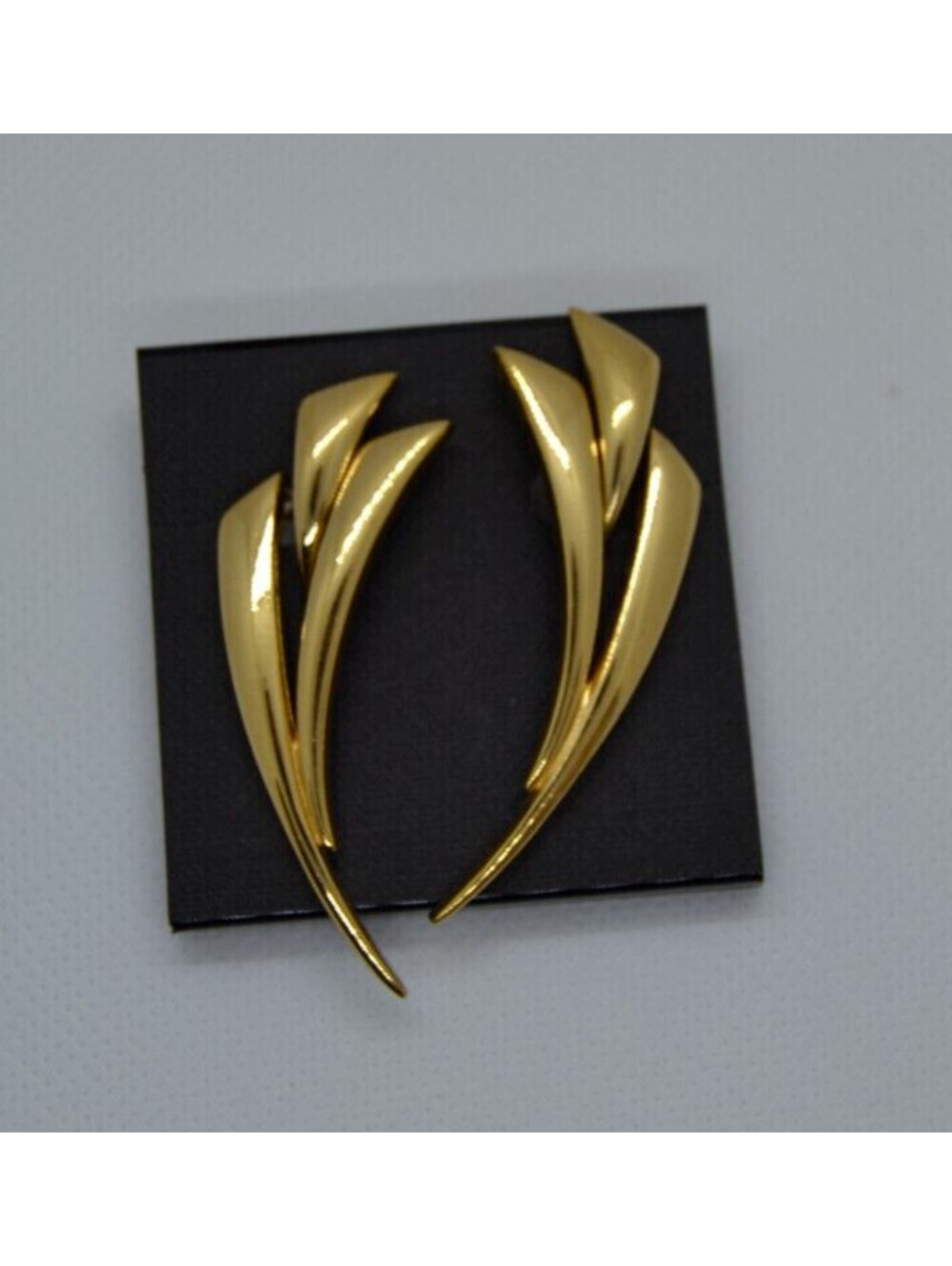 Vintage Givenchy New York Paris Gold Tone Clip-On Earrings Abstract 2"